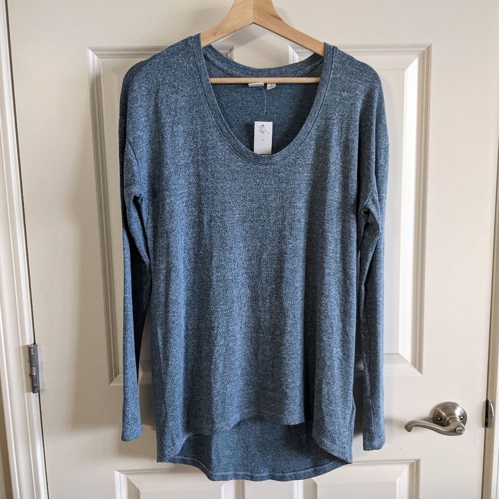 Gap Soft Spun Marled Knit Long Sleeve Tunic Top Blue Small